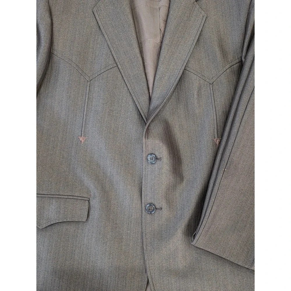 VTG RARE 70s Circle S Western Urban Wear Brown Textured Blazer Pants 44R USA
